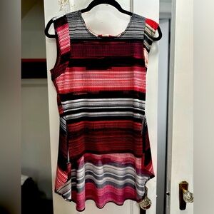 Striped Sleeveless Women's Top - Red, Black, White